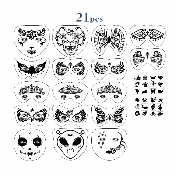 21 Face Painting Stencils Washable, Reusable DIY Templates For Birthday Parties, Carnivals, Halloween & More Professional Quality From Fan04, $19.12 | DHgate.Com 21-face-painting-stencils-washable-reusable-diy-templates-for-birthday-parties-carnivals-halloween-more-professional-quality-from-fan04-19-12-dhgate-com