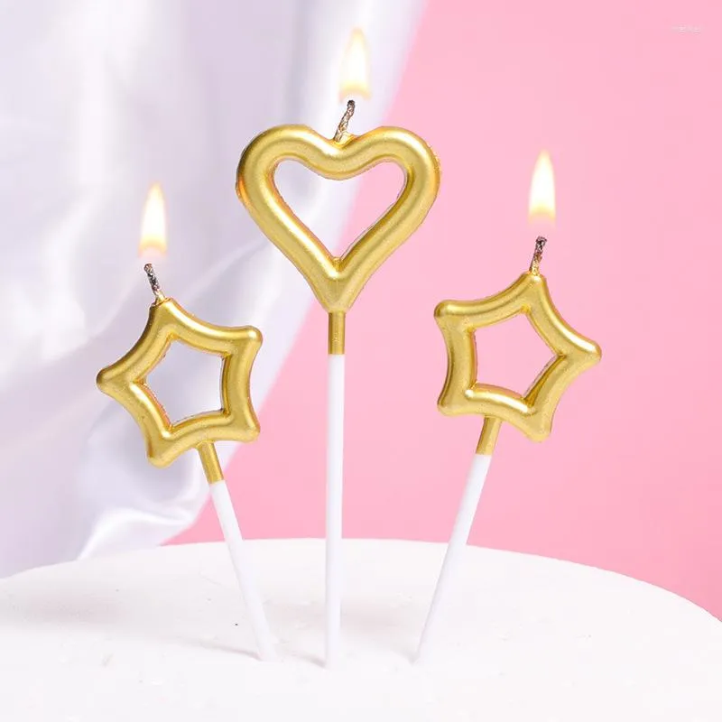 Party Supplies Happy Birthday Cake Candle Topper Wedding Decoration Curved Boxed Star Heart Table Home Decor Baking