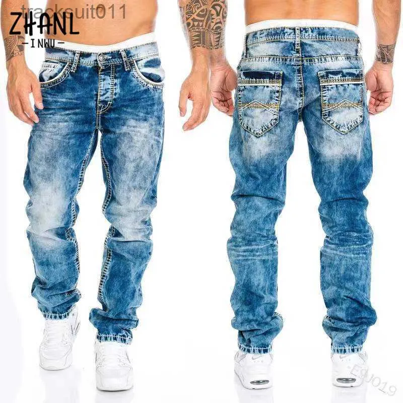 Herr jeans raka jeans man vintage tvätt denim byxor vår sommar pojkvän baggy jeans män streetwear cacual designer cowboy byxor l230926