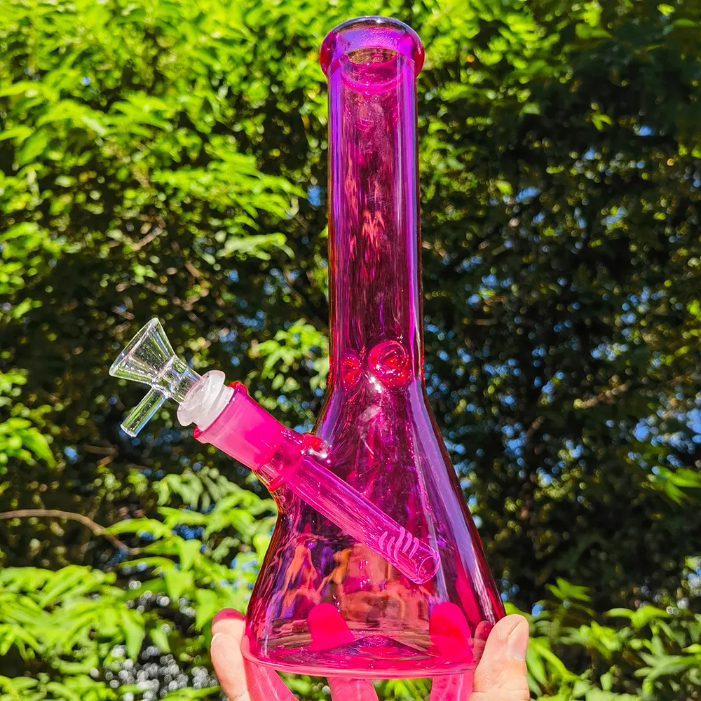 10 "Glass Bong Hookah 분홍색 흡연 워터 파이프 Shisha Bubbler Beaker + Glass Bowl