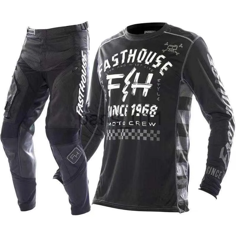 Autres vêtements Noir Blanc Motocross Gear Set Pantalon Combo MX ATV Racing Set Off Road Set avec Pocket Dirt Bike Racing Vêtements x0926