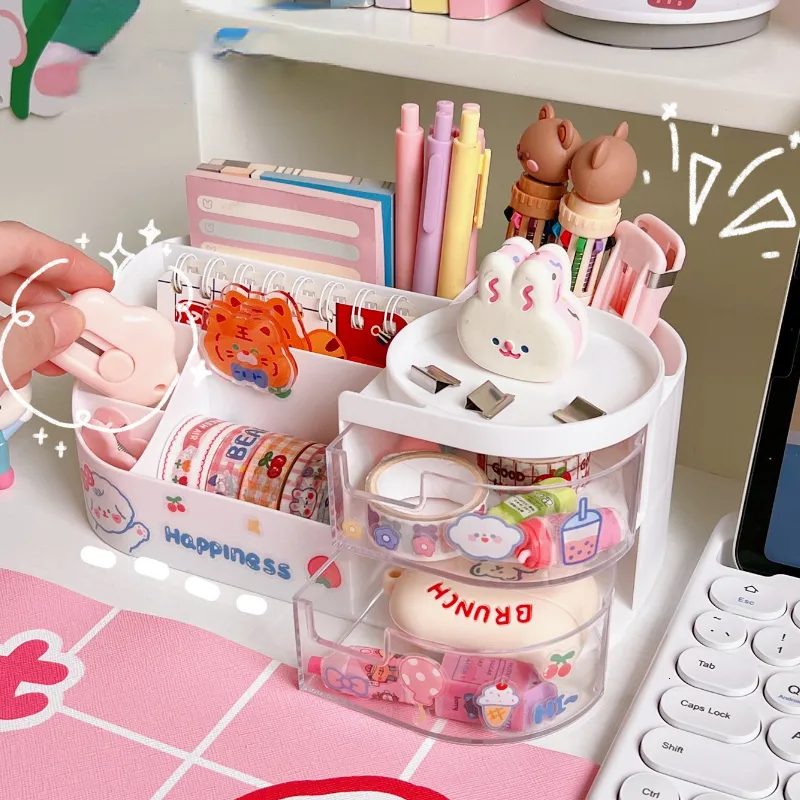KKPLZZ Astuccio per matite Kawaii di Grande capacità, Borsa per Organizer per cancelleria per la Scuola Trasparente Borsa per matite Portatile Regalo Perfetto per la Scuola dell'ufficio Teen Girl Boy