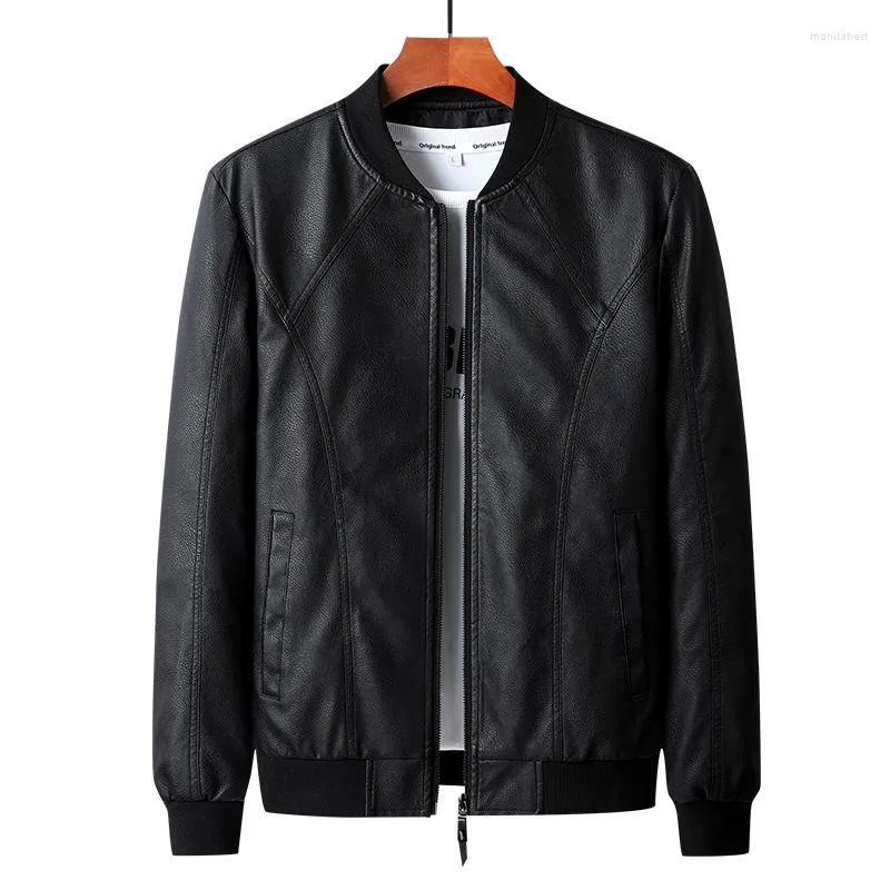 Herren Pelz Frühling Herbst Lederjacke Männer Mäntel O-Ausschnitt Casual Motorrad Faux Jacken