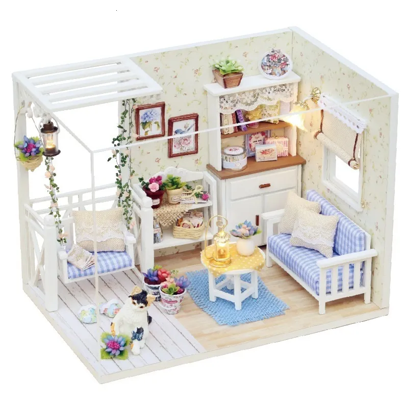 Accessoires pour maison de poupée Kit de maison de poupée bricolage Maison de poupée miniature Meubles Mini maison Jouet pour enfants Cadeau Maison de poupée bricolage Jouets en bois pour filles 230925