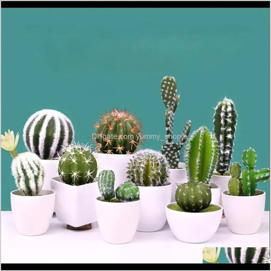 Couronnes de fleurs décoratives, fournitures de fête festives, livraison directe 2021, 22 styles de plantes succulentes artificielles miniatures, faux cactus273z