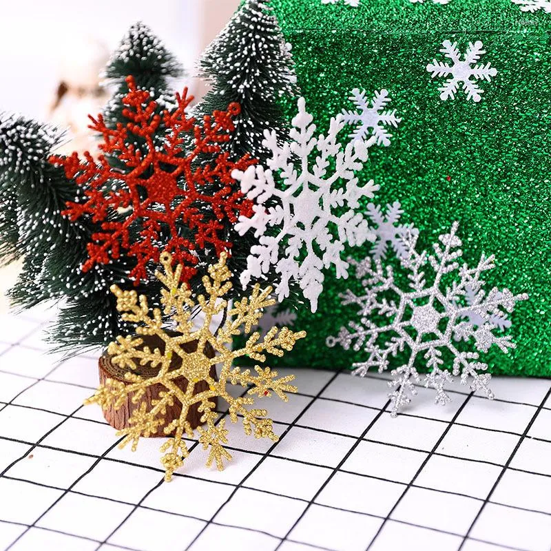 Christmas Decorations 3pcs 12cm Merry Snowflakes Xmas Tree Ornaments For Home Winter Party White Snow Decor Supplies