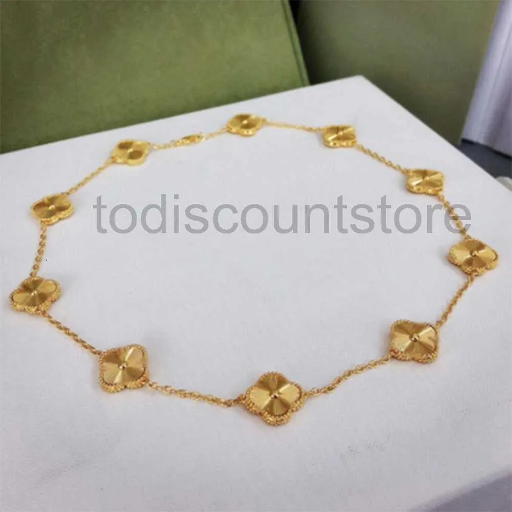 18k moda clássica ágata trevo de quatro folhas colar longo dez 10 flores pingente madrepérola para mulheres menina dia dos namorados mãe designerkg02