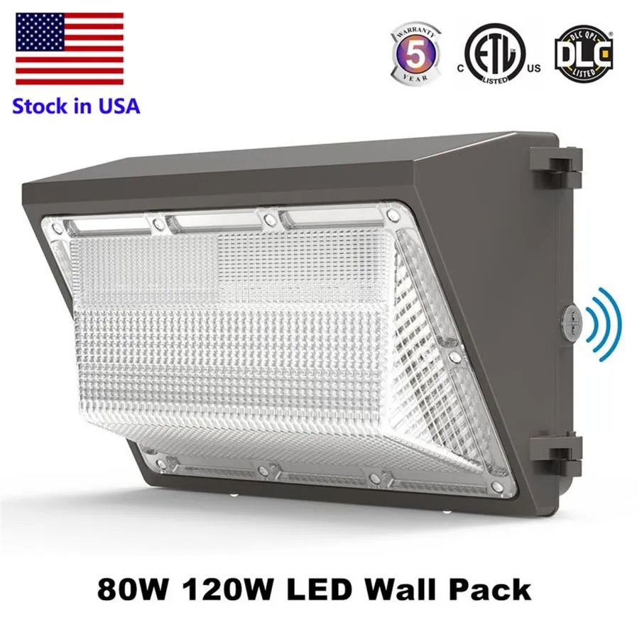 Lâmpada LED WallPack para exterior 120W do anoitecer ao amanhecer luminária de parede industrial comercial iluminação 5000K IP65252s