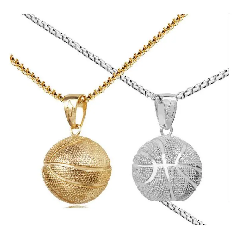 Pendentif Colliers Bijoux De Sport Hommes Basketball Footballl Europe En Acier Inoxydable Plaqué Or Chaîne De Cou Pour Femmes Vente En Gros Drop Dhjla