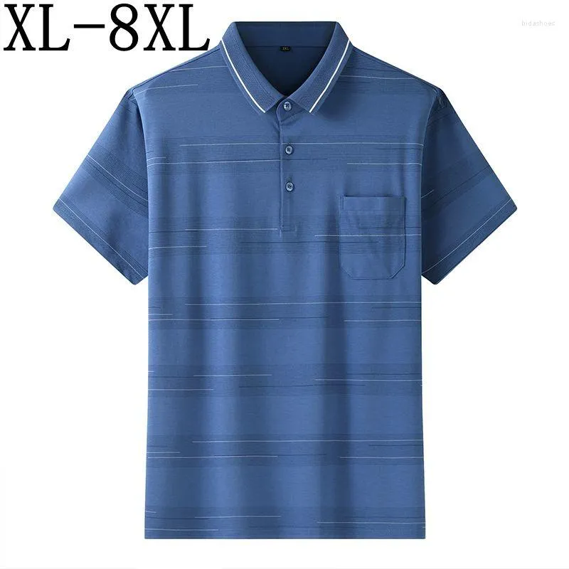 Männer Polos Größe 8XL 7XL 6XL 2023 Sommer Atmungsaktive Männer Polo-Shirt Mit Tasche Kurzarm Casual Herren Shirts Camisa masculina