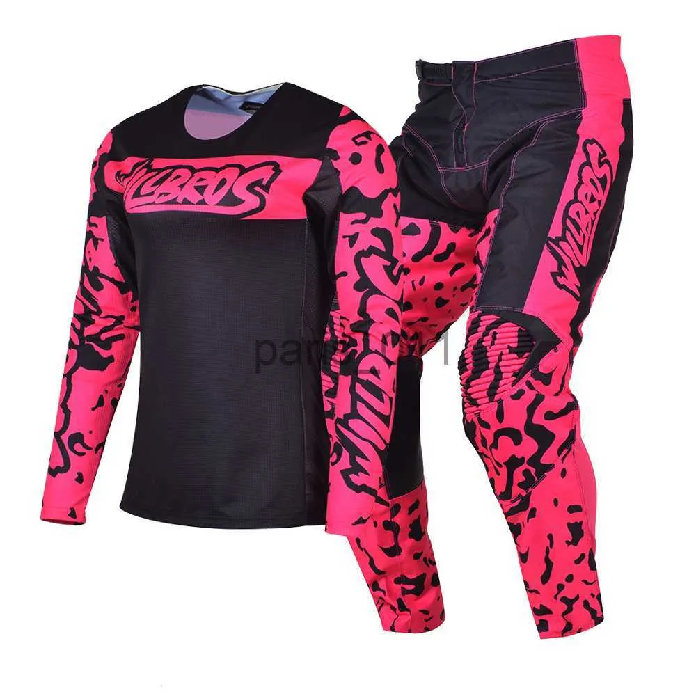 Others Apparel Pink Pants Motocross Gear Set Racing Bmx Race Enduro Outfit Moto Cross Suit Willbros Motorcycle Kits For Woman Lady x0926