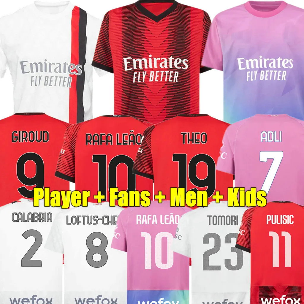 PULISIC 23 24 RAFA LEAO Fußballtrikots Fans Spieler Fußballtrikot AC 2023 2024 CALABRIA Camiseta de futbol THEO LOFTUS-CHEEK Vierter 4. IBRAHIMOVIC Milans ADLI GIROUD