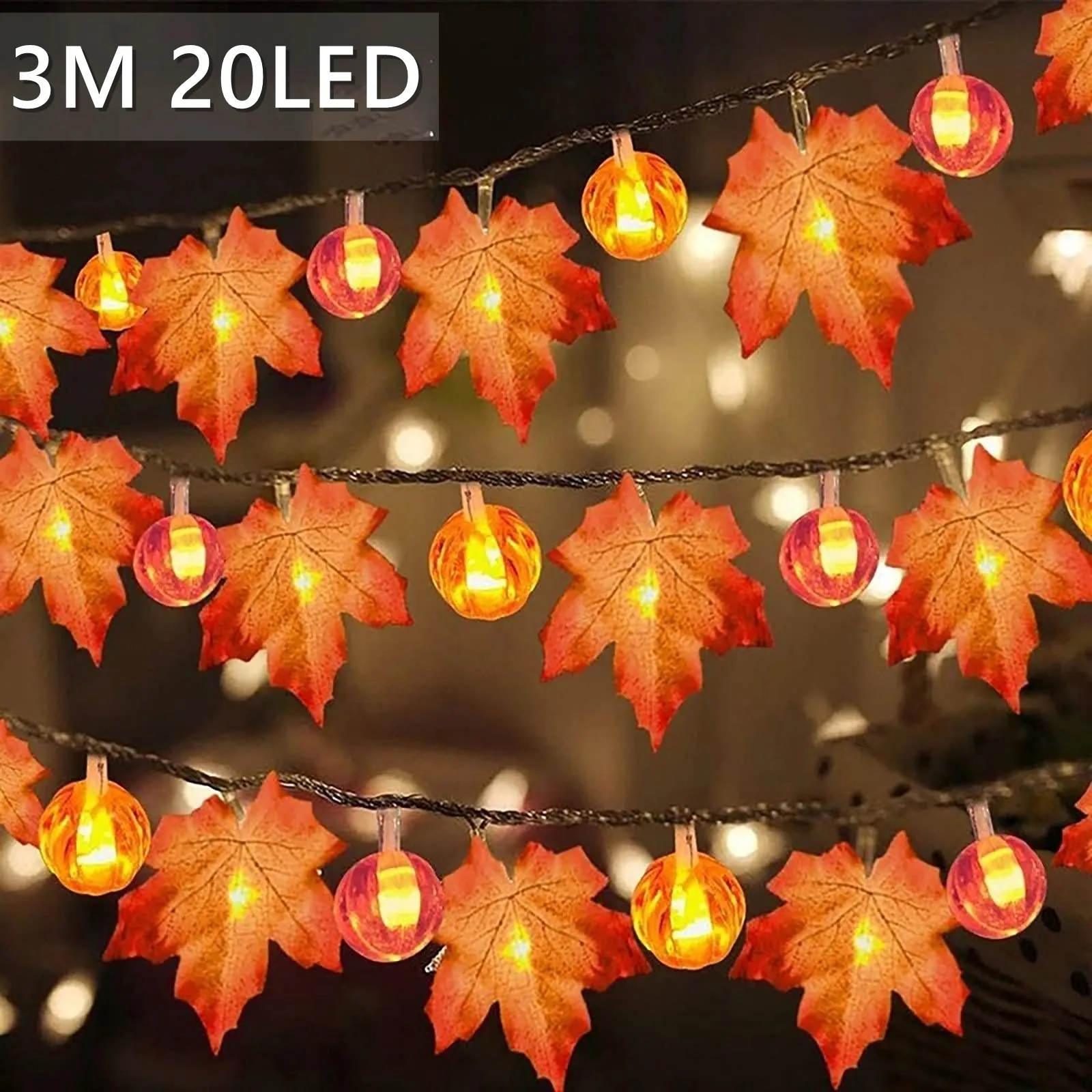 Outros suprimentos de festa de evento 20 LED abóbora maple leaf string luzes guirlanda led luzes de fadas para decoração de halloween decoração de outono decoração de casa 230925
