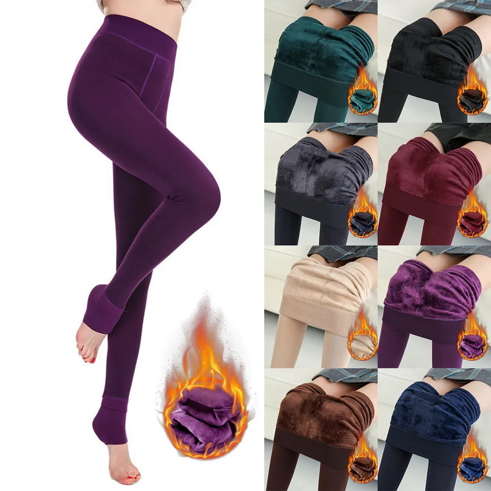 Plus Size Winter Thermal Leggings Thickened Fleece Pantyhose Women