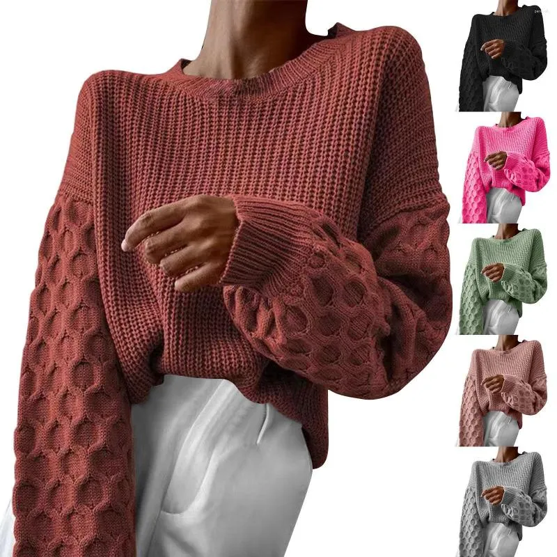 Women's Sweaters Womens 2023 Fall Fashion Pullover Crewneck Long Sleeve Cable Knit Sweater Casual Chunky For Women Petite Size