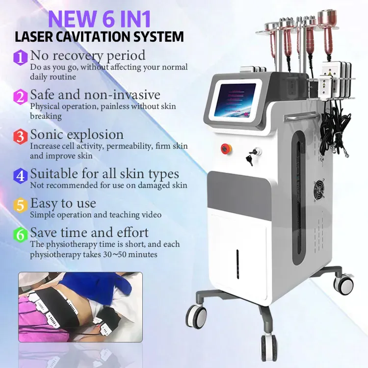 Factory Price Excrescence Belly Fat Removal Fat Explosion Lipolysis Machine 40K Cavitation RF Lipo 6 in 1 Multifunction Anti-aging Equipment