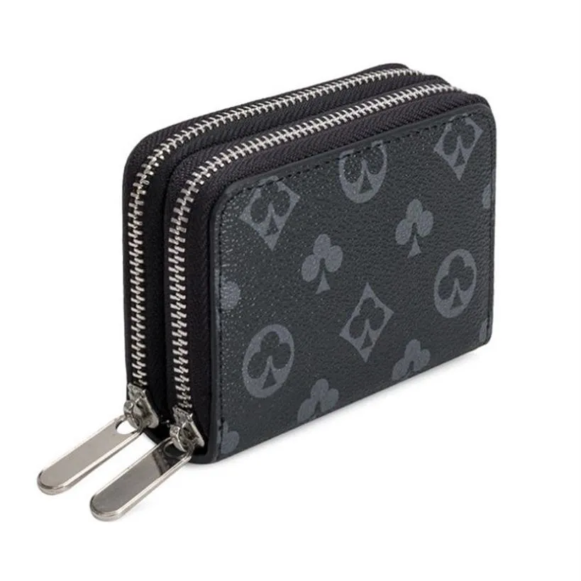 Dames Heren Designer Mode Zak met ritssluiting Luxe portemonnee Munten Creditcards Etui Bruin Monogram Geruite Canvas portemonnee Zwart Prin186N