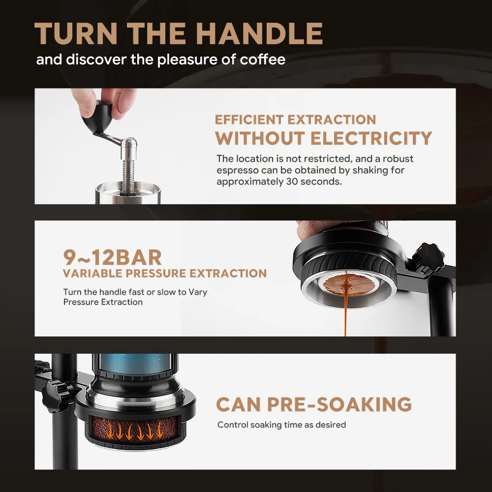 Manual coffee machine Hand press espresso machine household outdoor  portable coffee maker machine/Manual extraction coffee cream