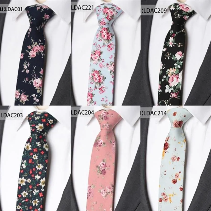 Cravate hommes à la mode coton fleur cravates classique coloré Floral belle cravates hommes maigre mariage fête cadeau Tie3084