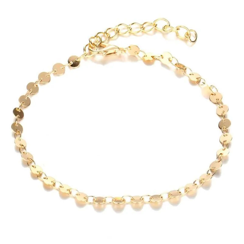 Anklets Classic Women Anklet Armband Foot Jewelry Gold Color Chain Simple Brand Design Fashion for Girl Gift278z