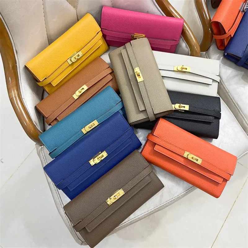 Große Marke Lange Brieftaschen Togo Kartenhalter Designer Geldbörse Passtaschen Mode Rindsleder Echtes Leder Brieftasche Für Dame Frau Kommen Seriell