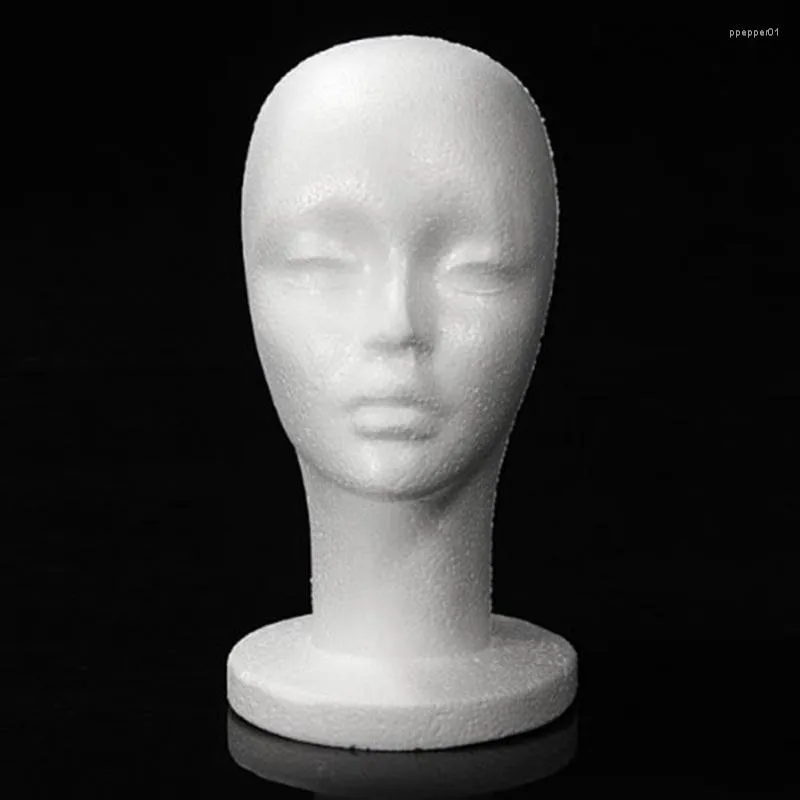 Pinces à cheveux 54 31cm mode femme blanc mousse Mannequin chapeau casquette perruque femmes tête présentoir modèle