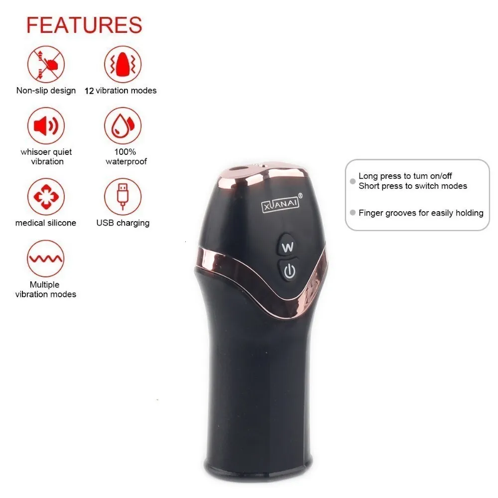 Masturbators 12 Speed Vibration Modes Thrusting Automatic Masturbator With Multiple USB Chargeable Realistic V_voghion.com