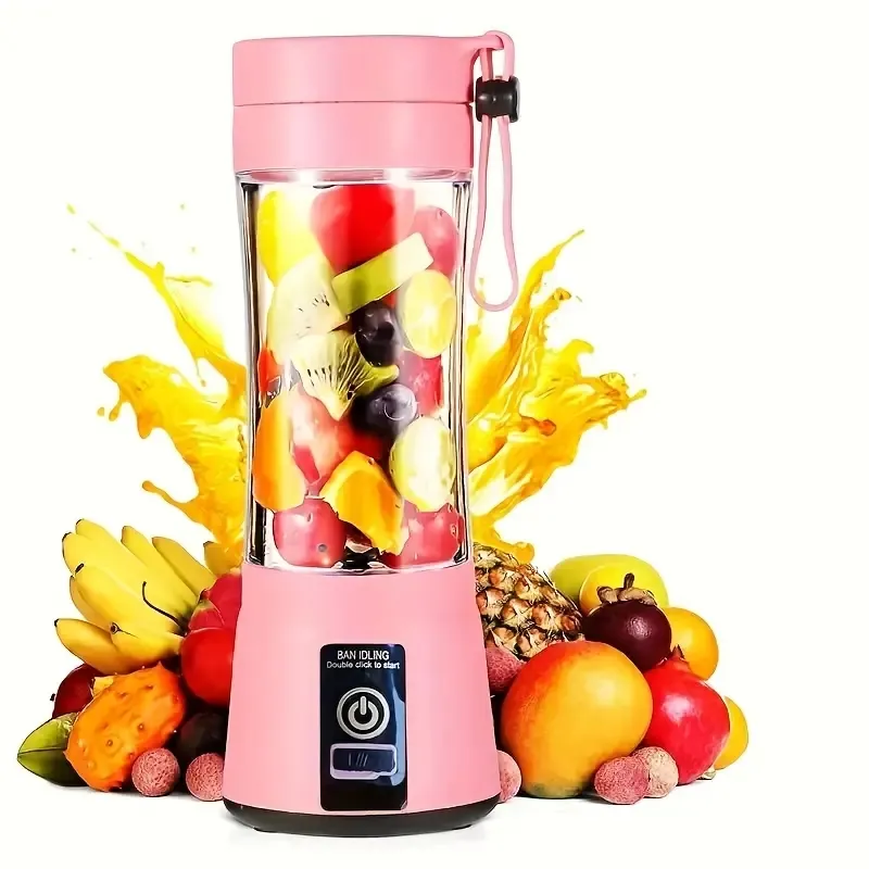 380ML Portable Blender,Mini Bottle Travel Electric Smoothie Blender Maker With 6 Blades For Juice Shakes White