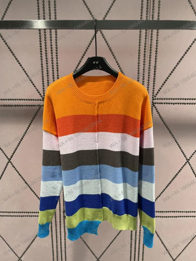 Maglioni da donna 2023 Autunno di alta qualità colorato impiombato cardigan lavorato a maglia disegno di grandi dimensioni con filato tinto fisso -1155L-LE105