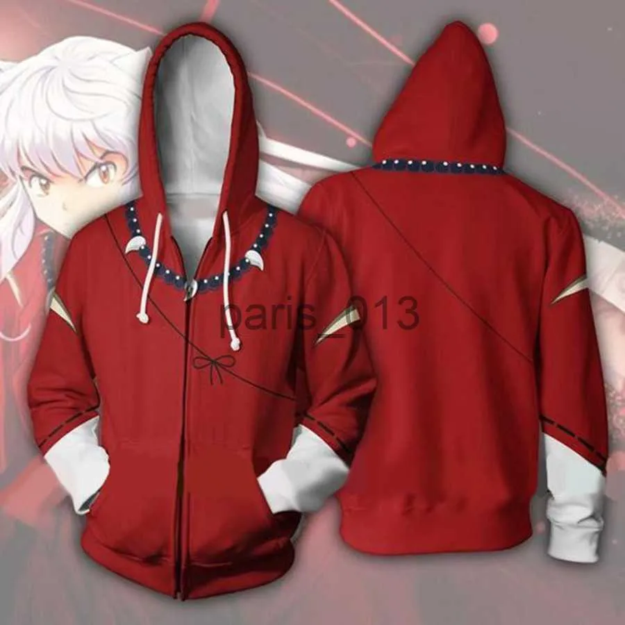 Herrspåriga Anime Inuyasha Cosplay Come Izayoi Anime 3D Printed Coat Sportwear Sweatshirts Hoodie Jacket Male and Female Coats X0926
