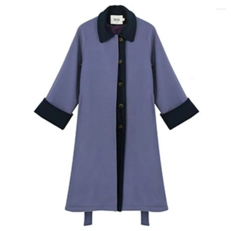 Женское шерстяное двустороннее кашемировое шерстяное пальто, женское осень и зима 2023, винтажное хитовое цветное пальто средней длины