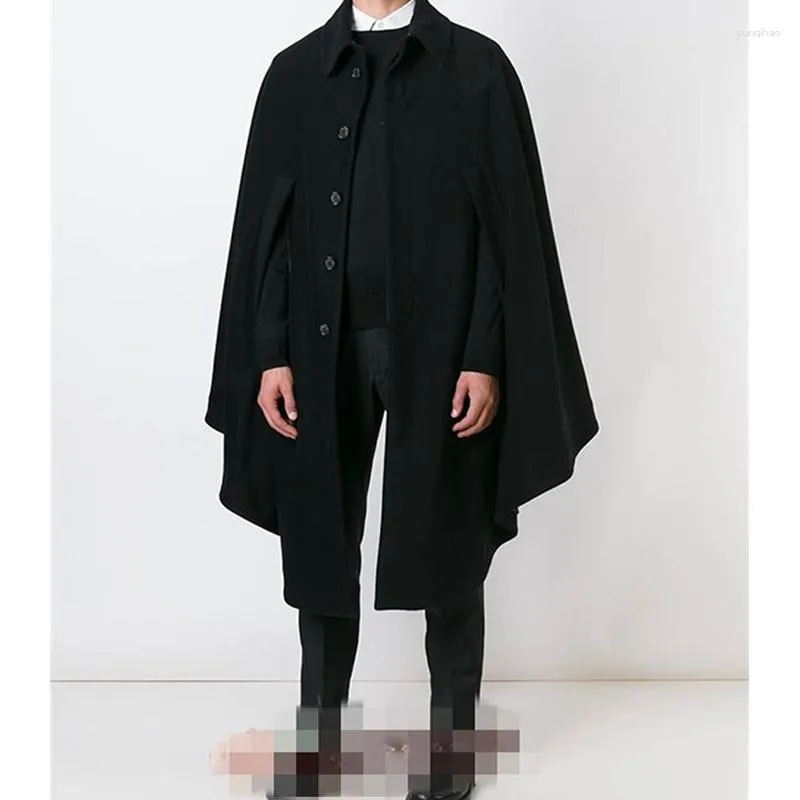 Men's Wool Autumn And M-4xl Winter Models Long Men's Cloak Shawl Woolen Coat Loose Single-breasted Tide Shirt