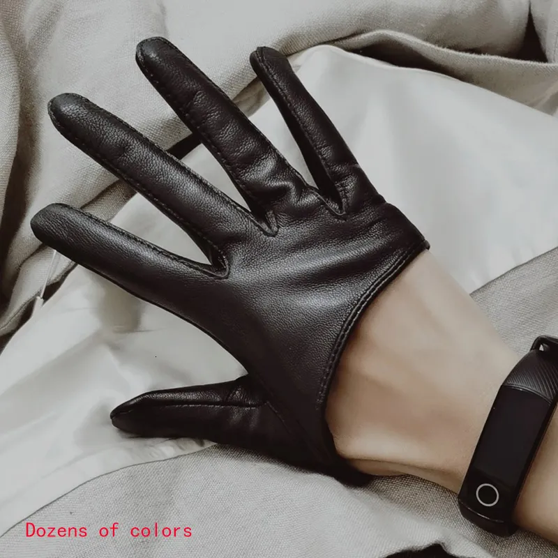 Five Fingers Gloves Sunscreen Glove's Single Genuine Leather Halfpalm Real Sheepskin Stage Show Driving gloves No Lining 230925