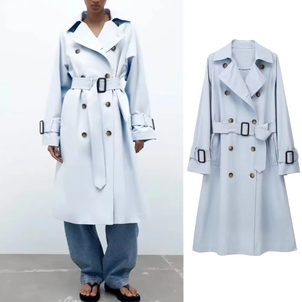 Damen Wollmischungen UNIZERA Autumn Wear Europäischer und amerikanischer Stil Gürtel Loose Fit Trenchcoat 0518059 230925