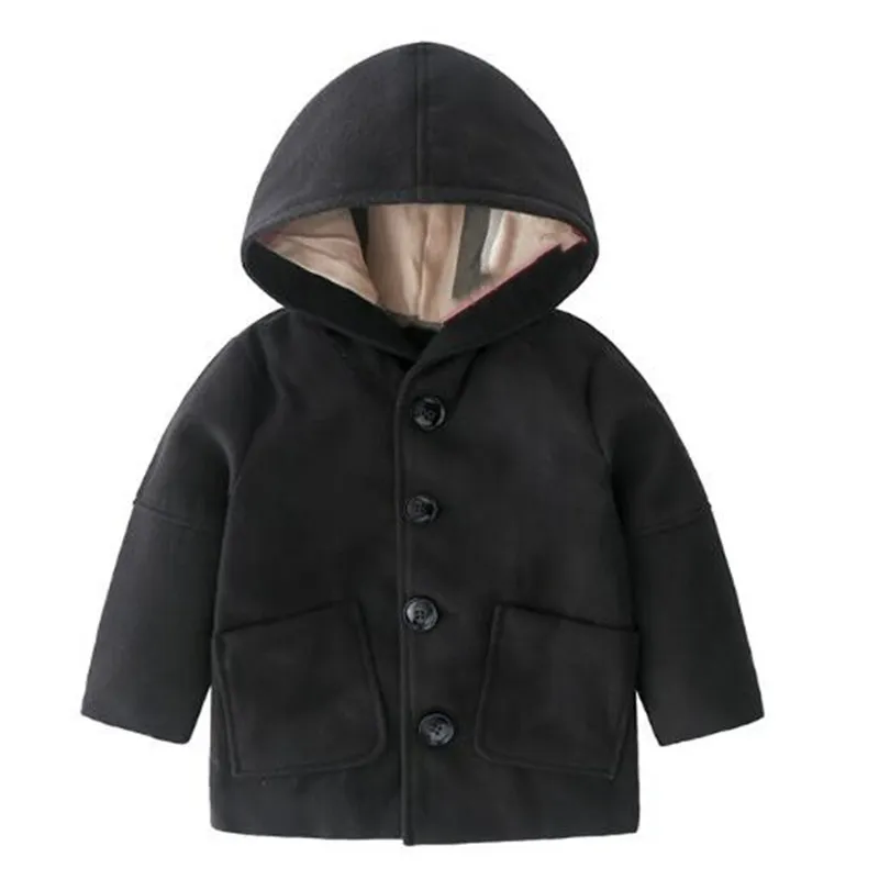 Nouveaux enfants manteau garçons fille laine veste de survêtement automne hiver princesse solide longueur moyenne simple boutonnage coupe-vent pardessus enfants vêtements