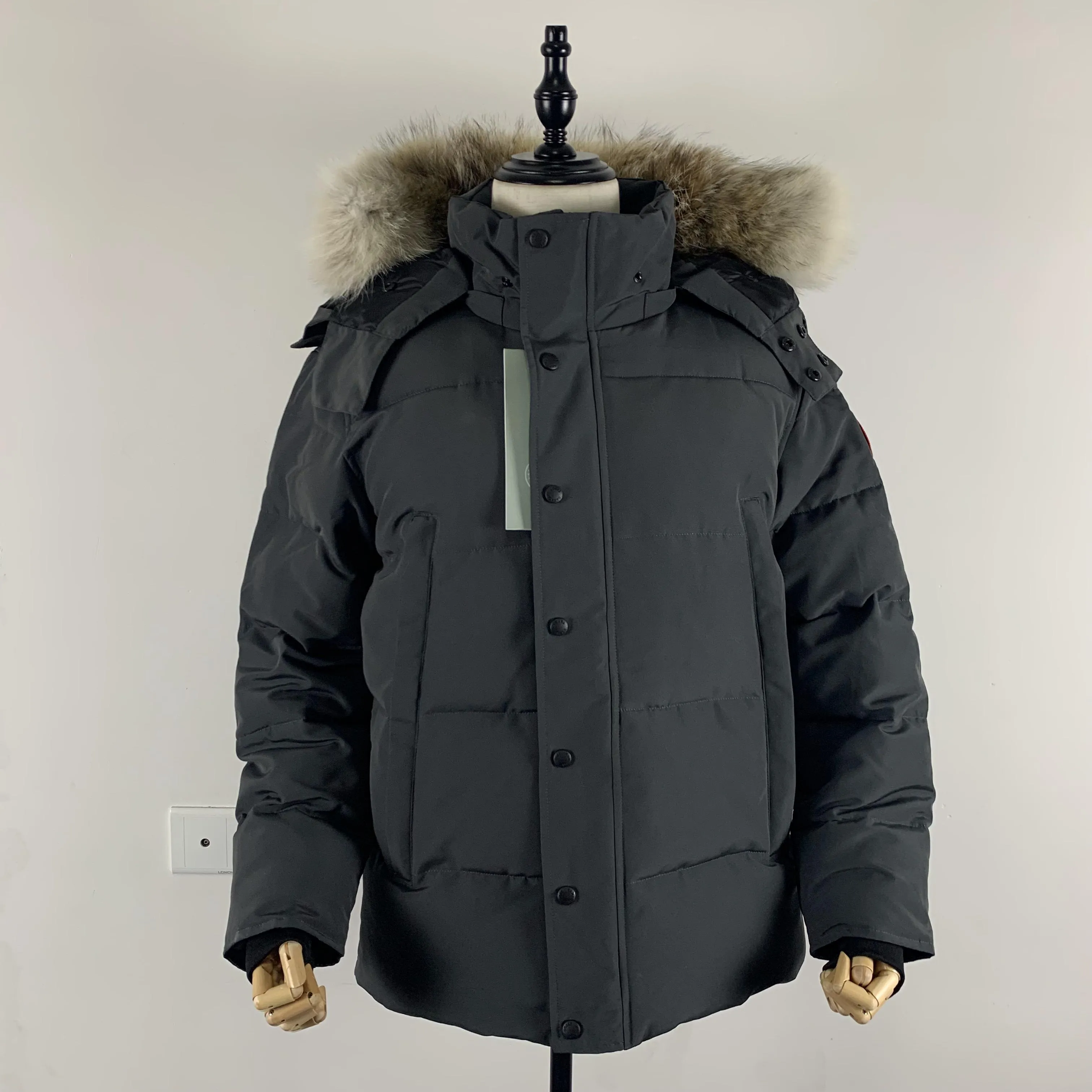 Damen Winter-Daunenjacken, Parka-Mantel, Kapuzenpullover mit echtem Wolfsfell, Holder-Jacke mit Reißverschluss, wind- und wasserdicht, warme Mäntel für Damen im Freien