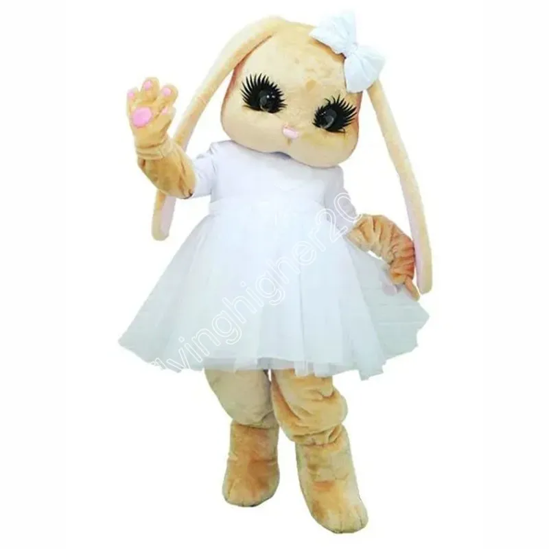 Robe blanche Lapin de Pâques Costume de mascotte Taille adulte Dessin animé Anime thème personnage Carnaval Unisexe Robe de Noël Fantaisie Performance Robe de soirée