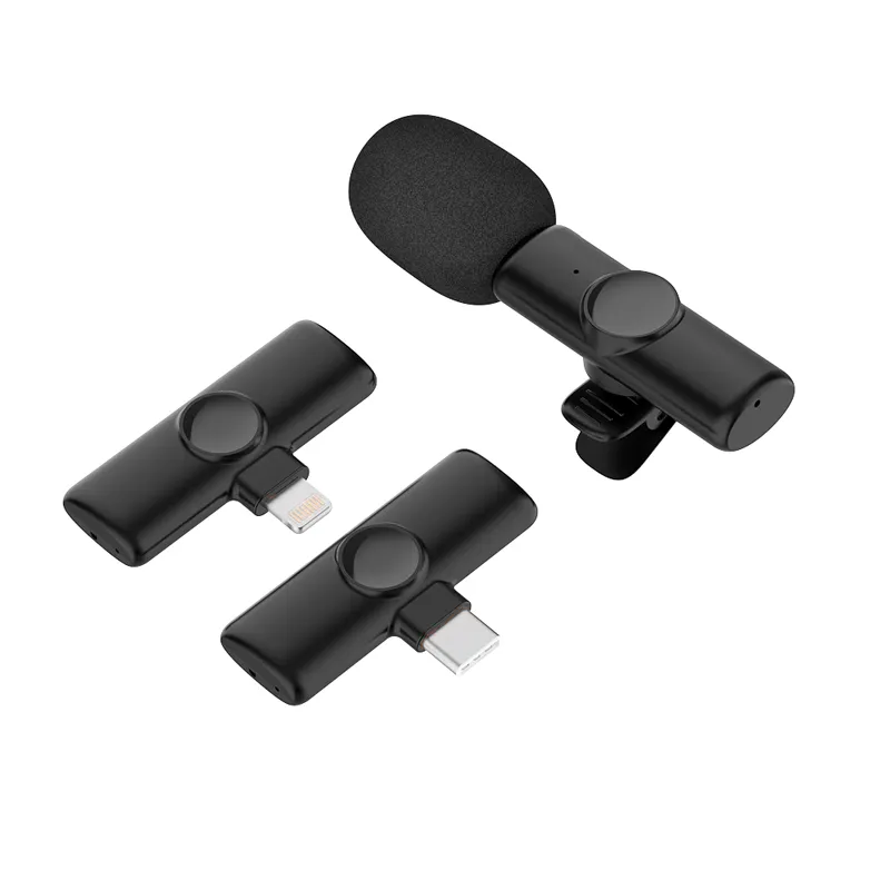 K11 Microfono lavalier wireless da 2 pezzi per iPhone Riduzione automatica del rumore Microfono Bluetooth radio trasparente da 65 piedi per iPhone Batteria a lunga durata