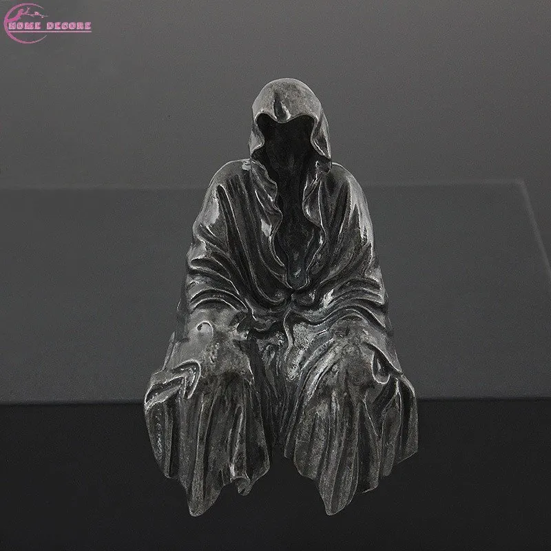 Dekorativa föremål Figurer Svart Grim Reaper Staty Thrilling Robe Nightcrawler Harts Desktop Figurin Ornament Horror Ghost Sculpture Decorations 230926