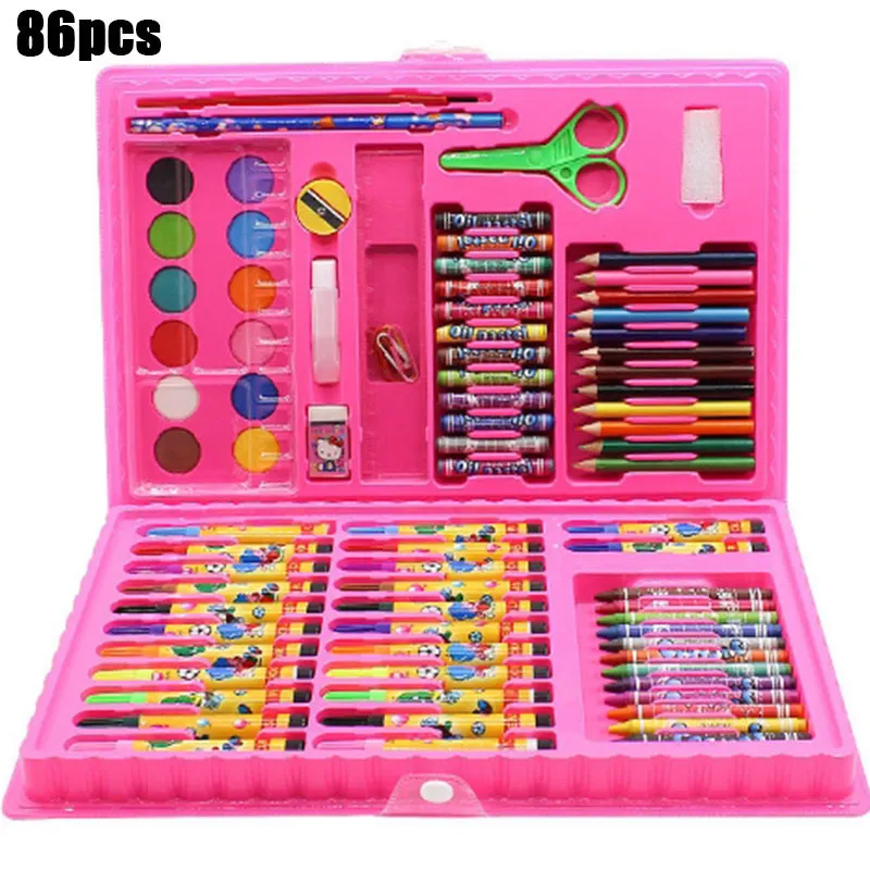 42-86PCS Children Art Painting Set Watercolor Pencil Crayon Water Pen  Drawing Board Doodle Supplies Kids Educational Toys Gift