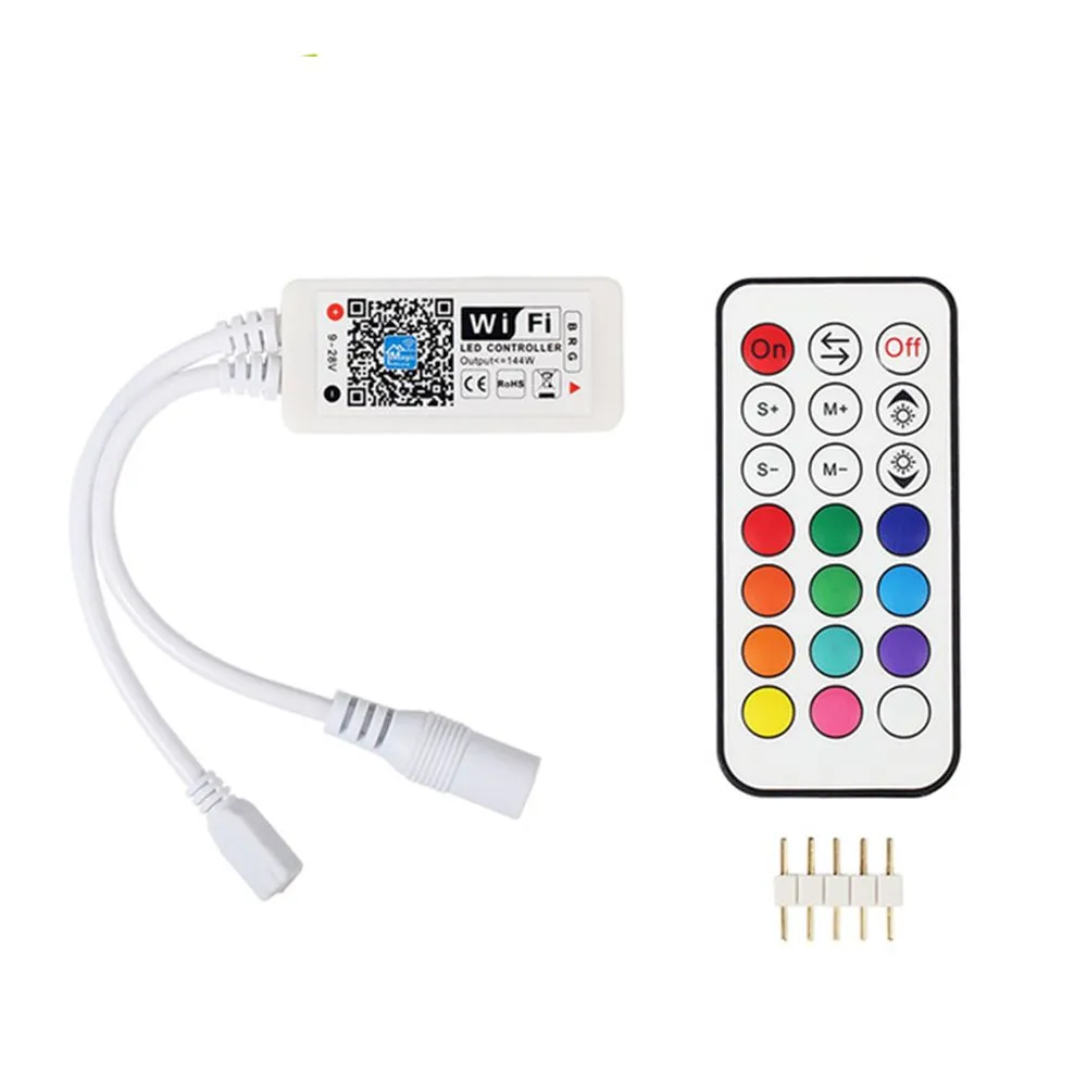 WiFi Mini RGB RGBW LED Controller DC12V With 24Key IR / 21Key RF Remote Control For RGB LED Strip Smart Phone APP Control