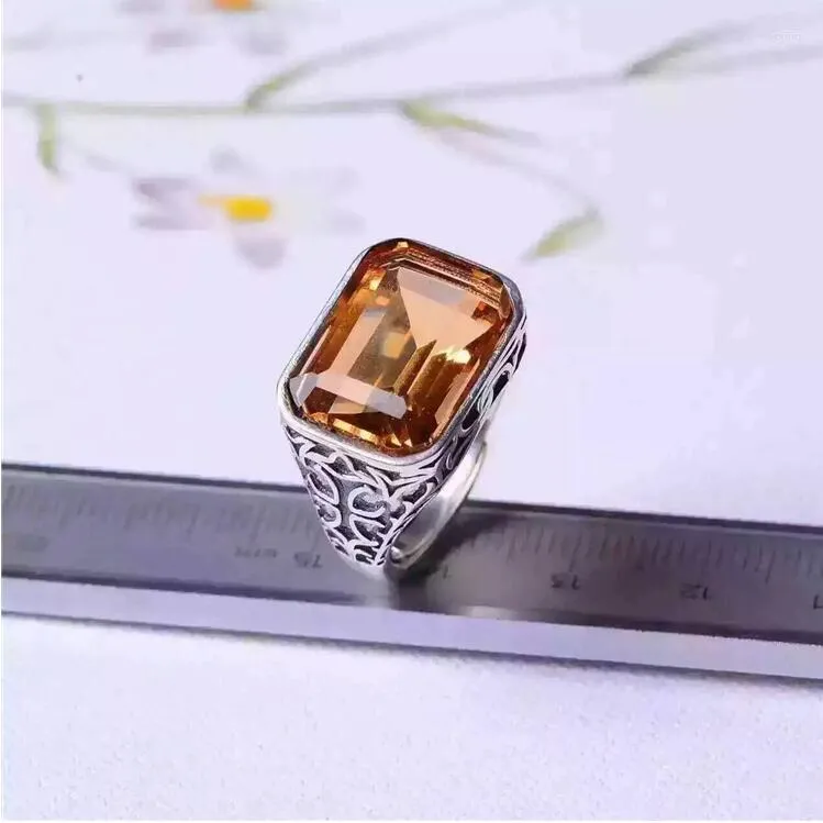 Cluster Rings Natural Cirtine Ring 925 Sterling Silver Wholesales Fine Jewelry Citrine Man