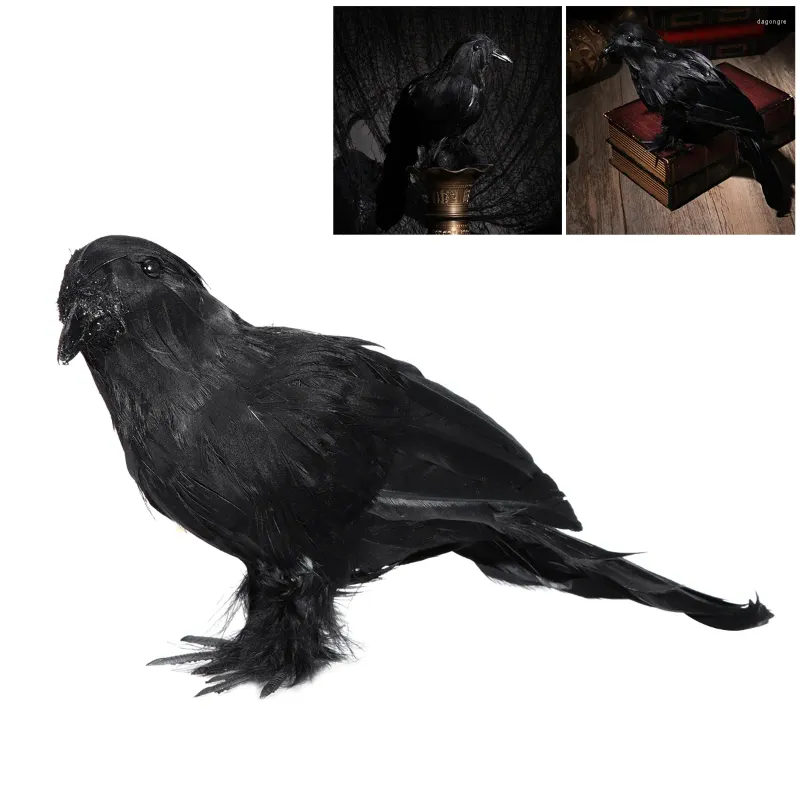 Decoração de festa emplumada corvo preto-corvo prop artesanato de pássaros artificiais para