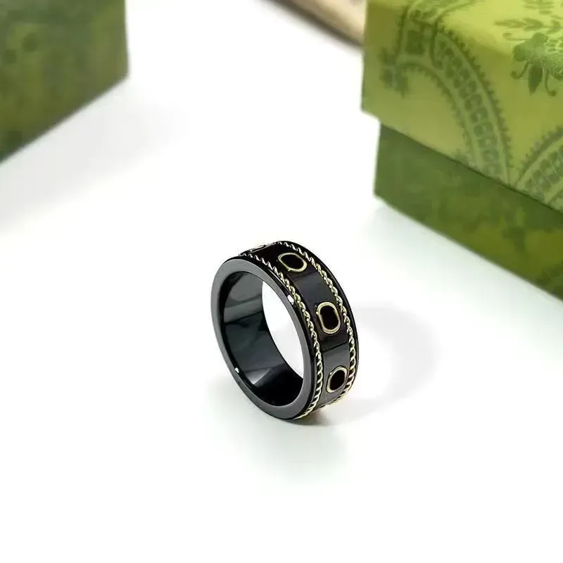 Diseñadores Alfabeto Cerámica Hombres Anillo Mujeres Planeta Anillos Diseñador de moda Marca de lujo Alfabeto Joyería Mujeres hombres Boda G239282PE-3