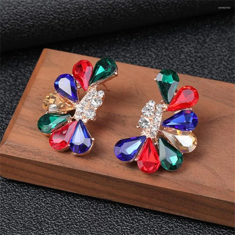 Brincos pendurados luxo multicolorido gota de cristal gem sorte brinco exagerado jóias feminino vintage nupcial presente dos namorados acessórios