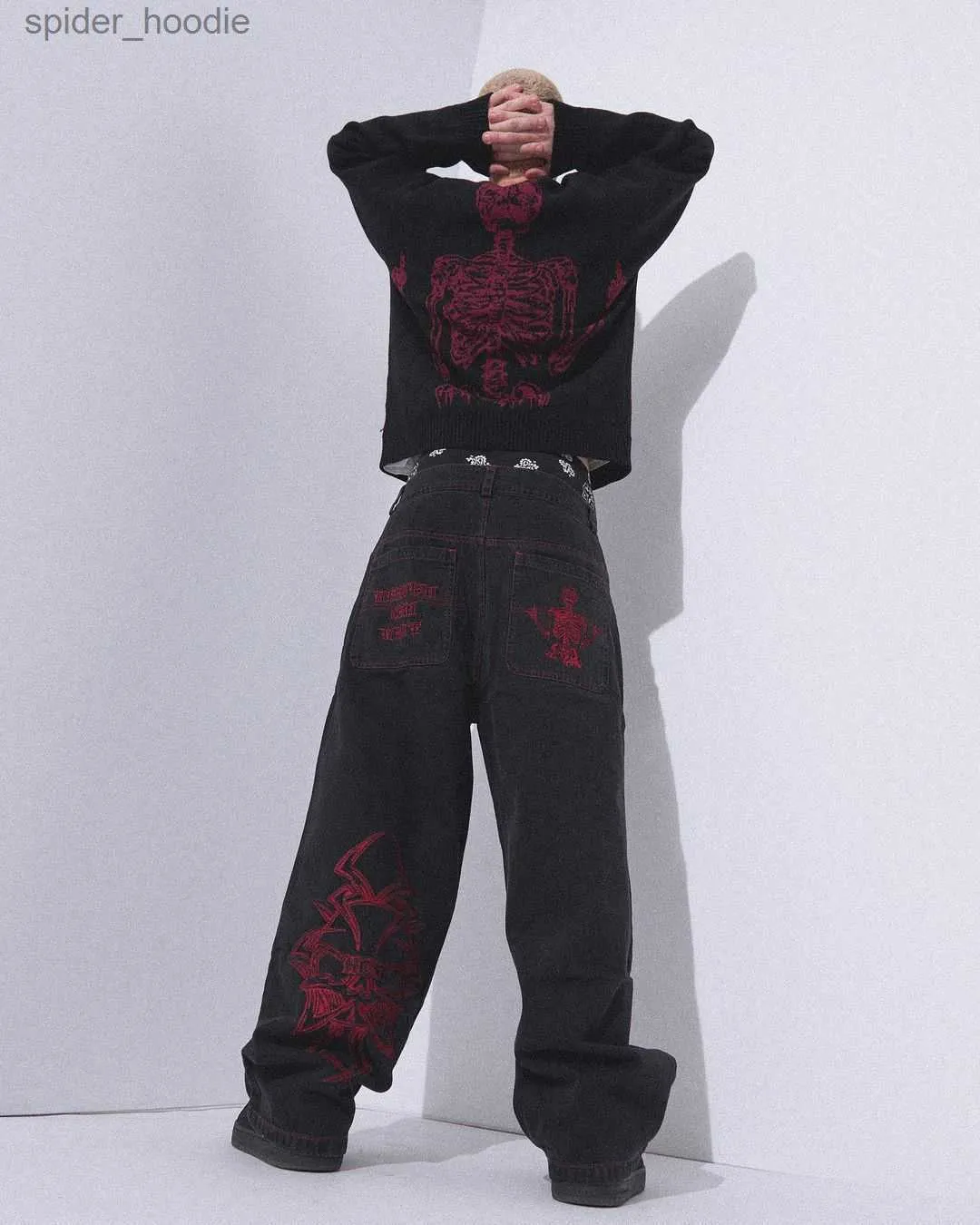 00s archive scull print pants y2k グランジ Amazon.com: Y2K Jeans Men's Hip Hop Vintage Skull Embroidery