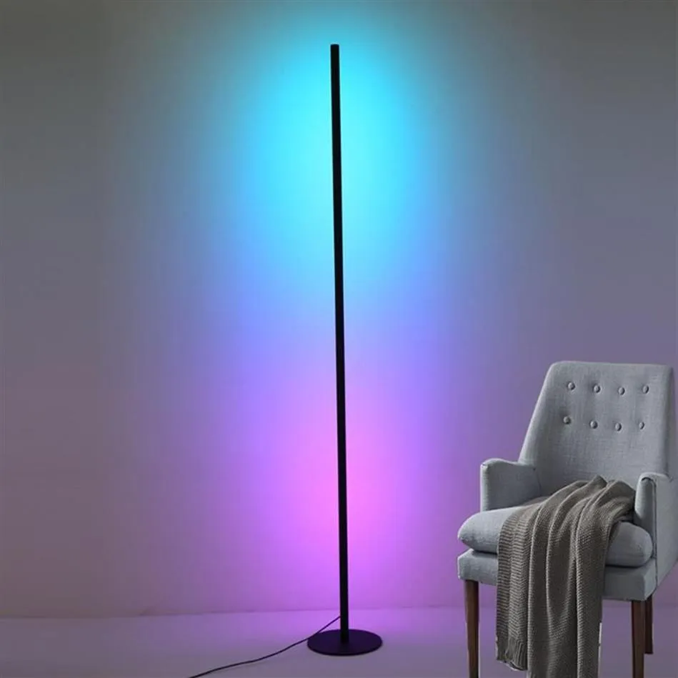 Lampadaires 80cm Lampe d'angle LED moderne RVB Lumière colorée Télécommande multi-modes Bar Salon Chevet Fond Atmospher328D