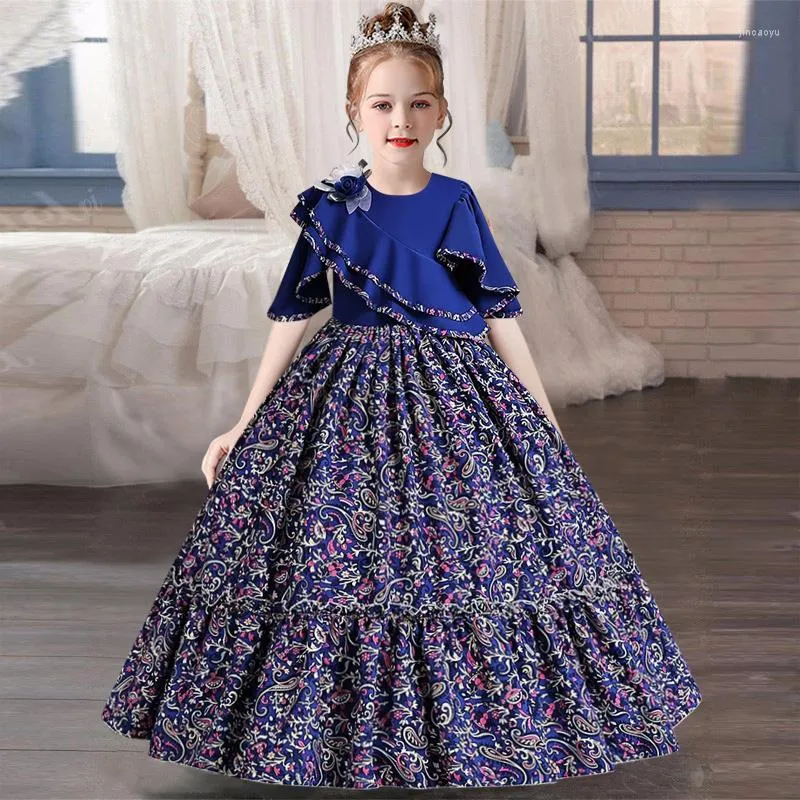 Girl Dresses Girls 'Party Ethnic Style Performance Dress Art Po Chiffon Christmas 4-12 år gamla barnkläder