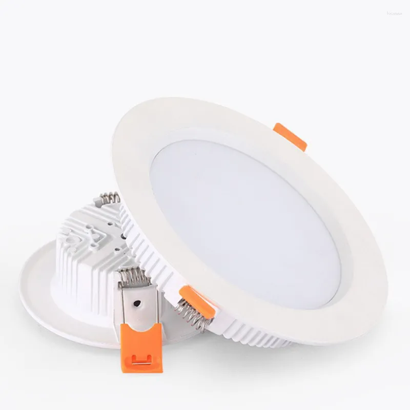 Lampada da parete a LED da incasso a soffitto, plafoniera, apparecchio da incasso, in alluminio, circolare piatta, grande raccordo rotondo