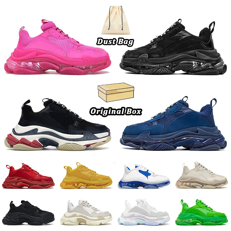 With Box Designer Triple s Casual Shoes Women Men Cloud White Black Green Pink Navy Red Track Runners Trainers Leather Mesh Low Top Fashion Vintage Platform Sneakers